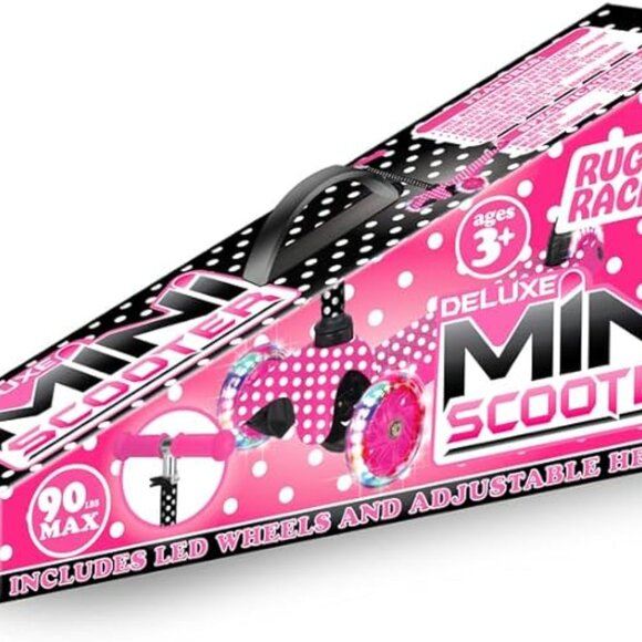 Rugged Racer Mini Deluxe 3-Wheel Scooter with LED Lights and Pink Polka Dot - Picture 2 of 3